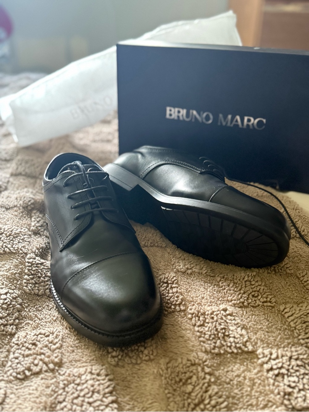 Bruno Marc Black Oxford Dress Shoes
